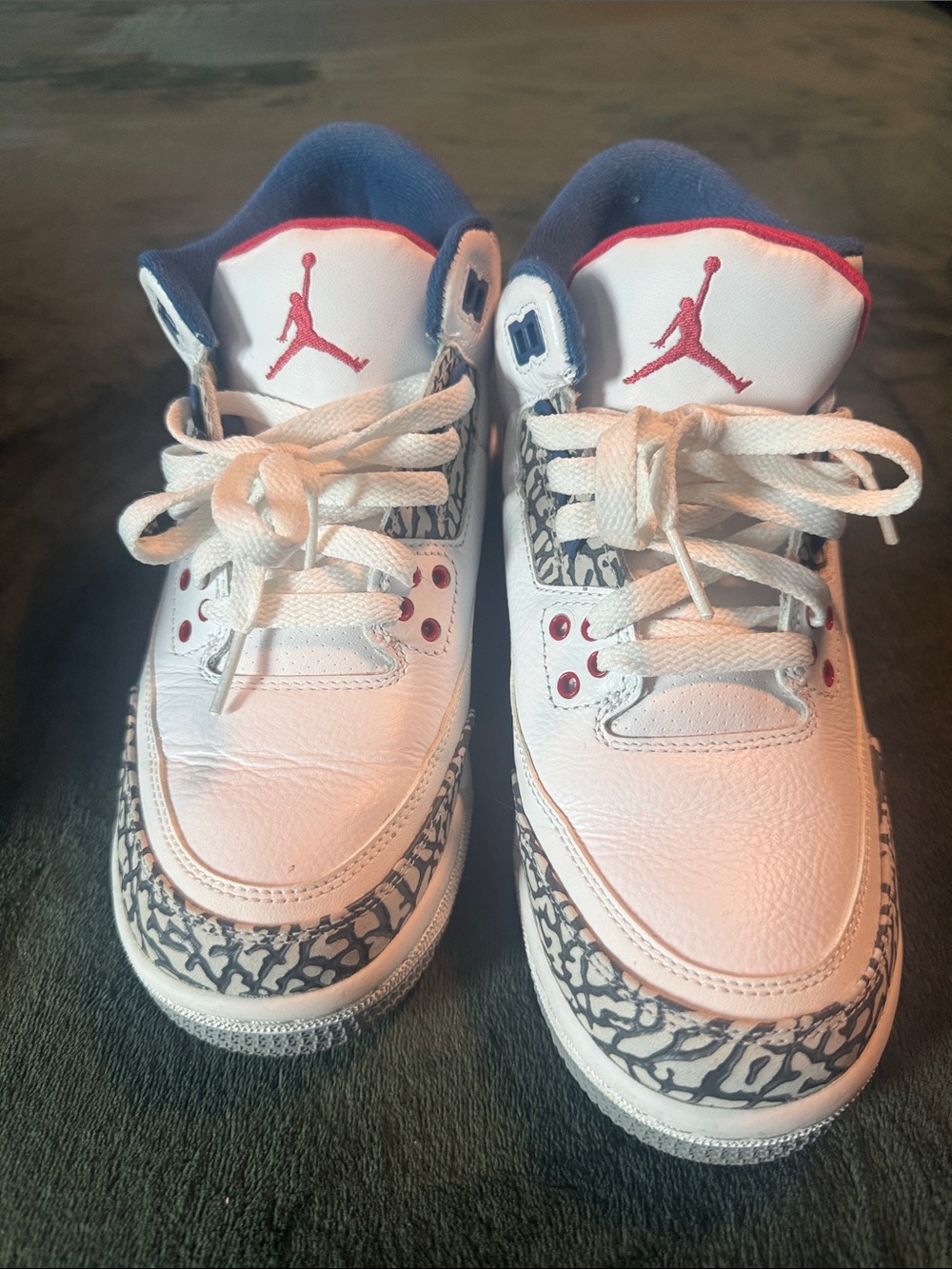 Jordan Kids White/Red/Navy Retro-Style Sneakers